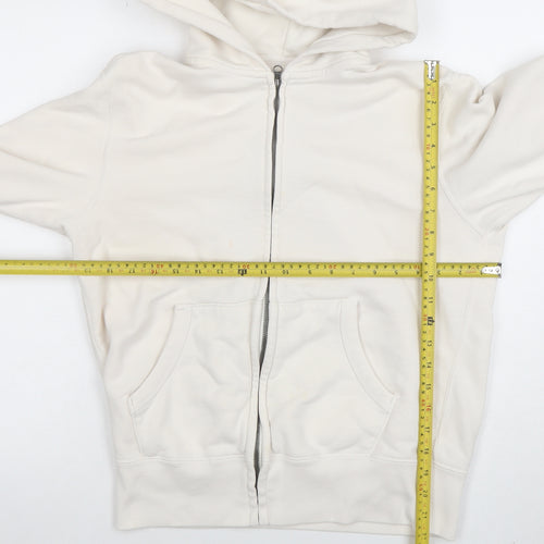 Uniqlo Women White Full Zip Hoodie Size M Cotton Blend