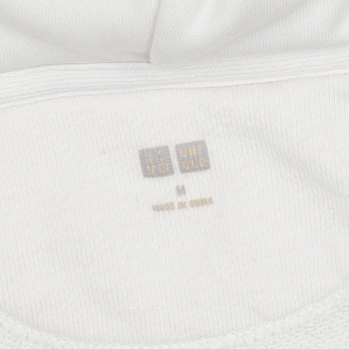 Uniqlo Women White Full Zip Hoodie Size M Cotton Blend