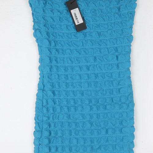 Motel Women Blue Strapless Stretch Bodycon Short Dress Size S
