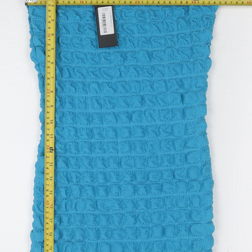 Motel Women Blue Strapless Stretch Bodycon Short Dress Size S