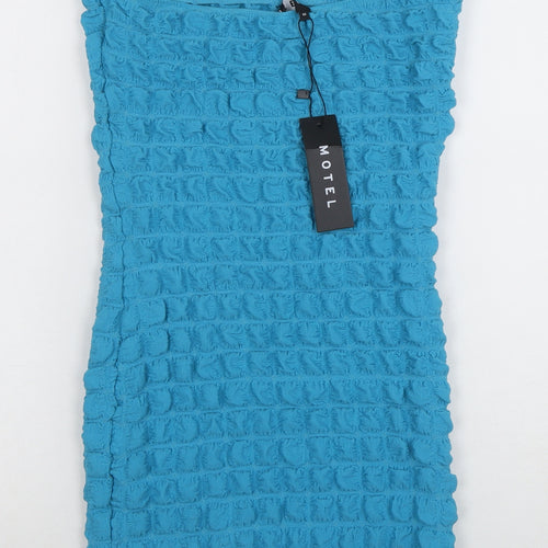 Motel Women Blue Strapless Stretch Bodycon Short Dress Size S