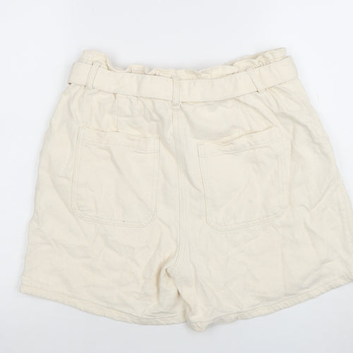 Primark Women’s Ivory Paperbag Cotton Twill Shorts L