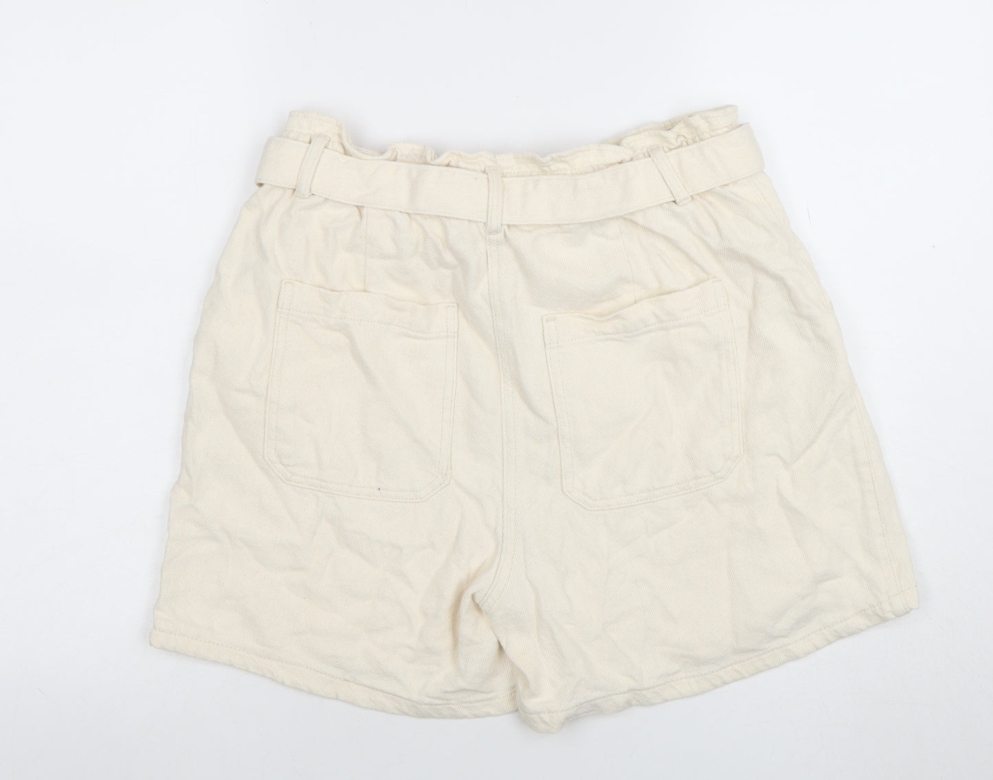 Primark Women’s Ivory Paperbag Cotton Twill Shorts L
