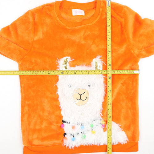 Savida Women’s Orange Llama Embellished Pullover Sweatshirt Size 12