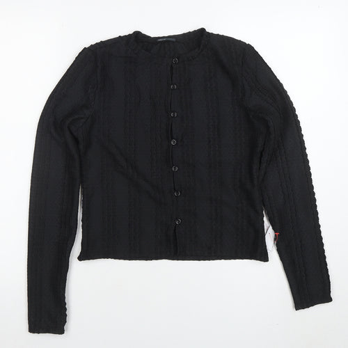 ASOS Women’s Black Cropped Button-Up Long Sleeve Top Size S