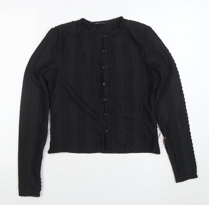 ASOS Women’s Black Cropped Button-Up Long Sleeve Top Size S