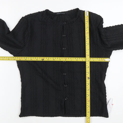 ASOS Women’s Black Cropped Button-Up Long Sleeve Top Size S