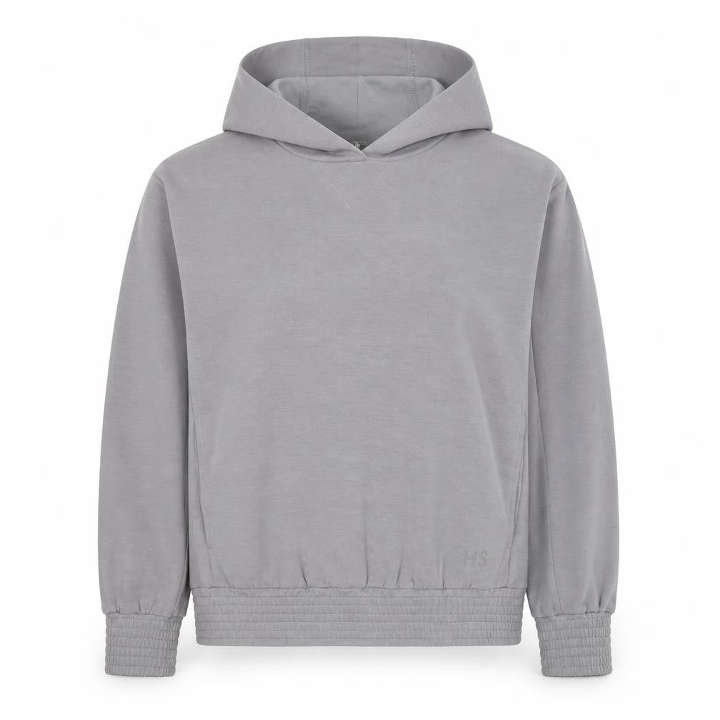 Front view of Dunnes women’s grey pullover hoodie small cotton blend