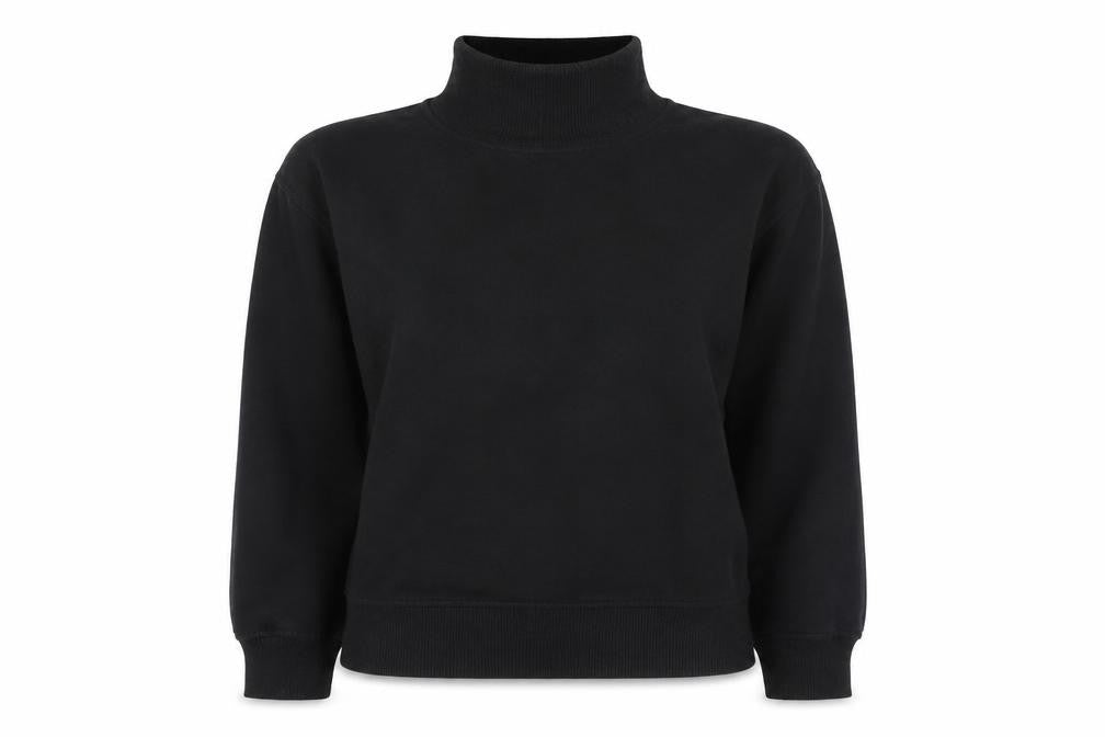 Front view of Zara women’s black, size S, roll neck pullover sweatshirt
