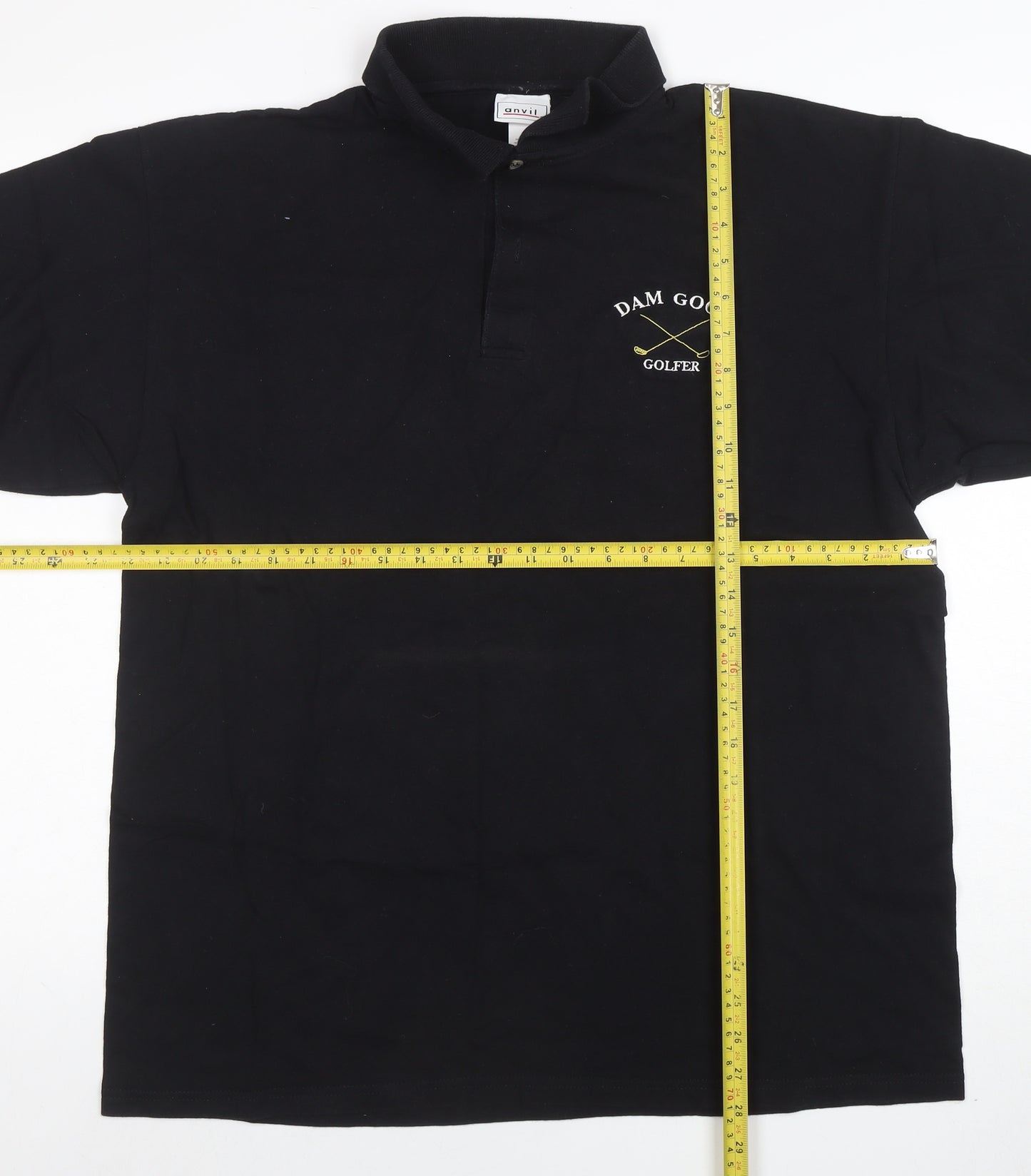 Anvil Men's Black XL Golf Polo Shirt Funny Embroidered Cotton Top