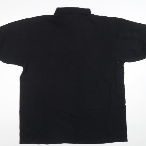 Anvil Men's Black XL Golf Polo Shirt Funny Embroidered Cotton Top