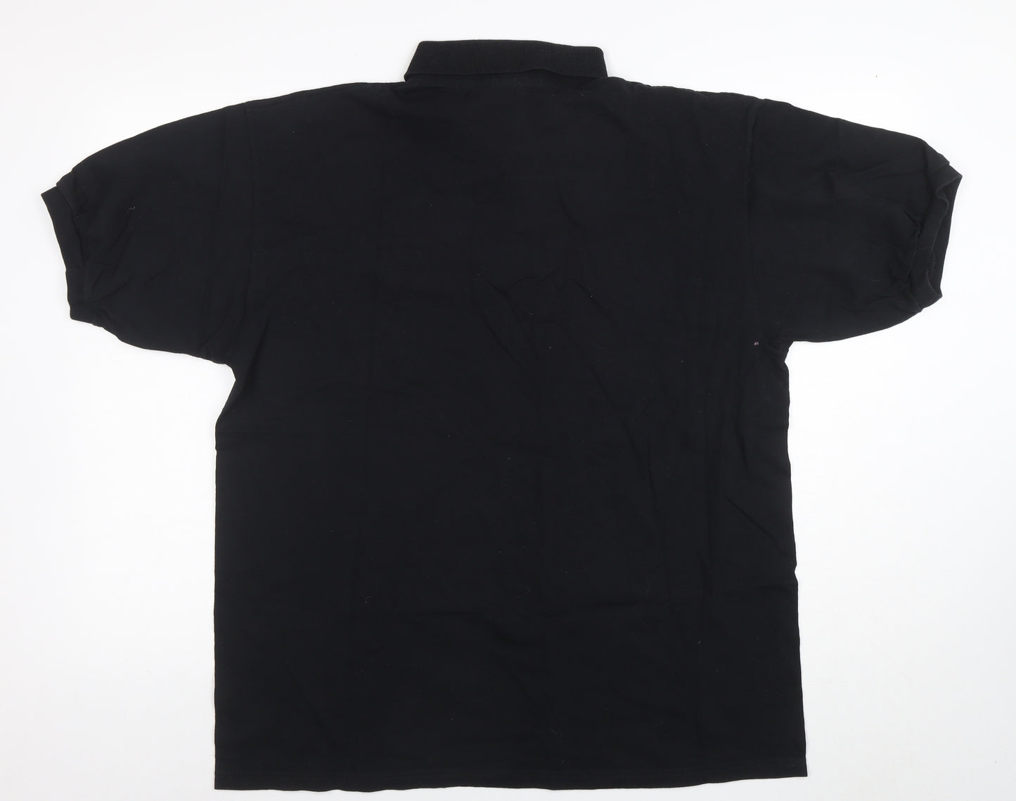 Anvil Men's Black XL Golf Polo Shirt Funny Embroidered Cotton Top