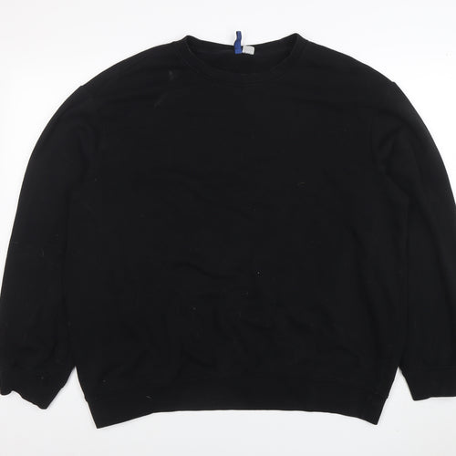 H&M Basic Women's Black XL Pullover Sweatshirt Cotton Blend Crew Neck