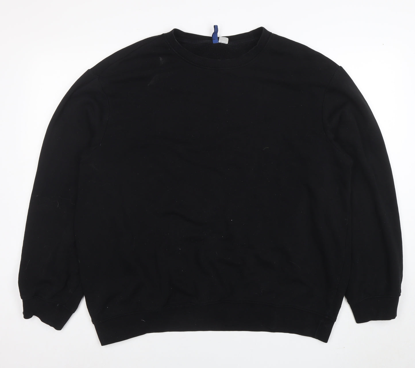 H&M Basic Women's Black XL Pullover Sweatshirt Cotton Blend Crew Neck