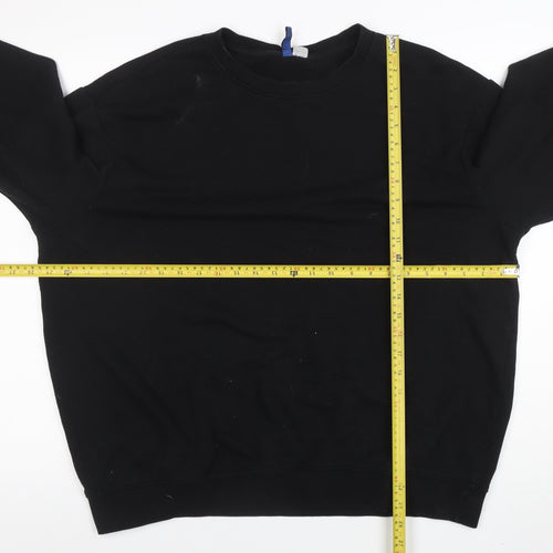 H&M Basic Women's Black XL Pullover Sweatshirt Cotton Blend Crew Neck