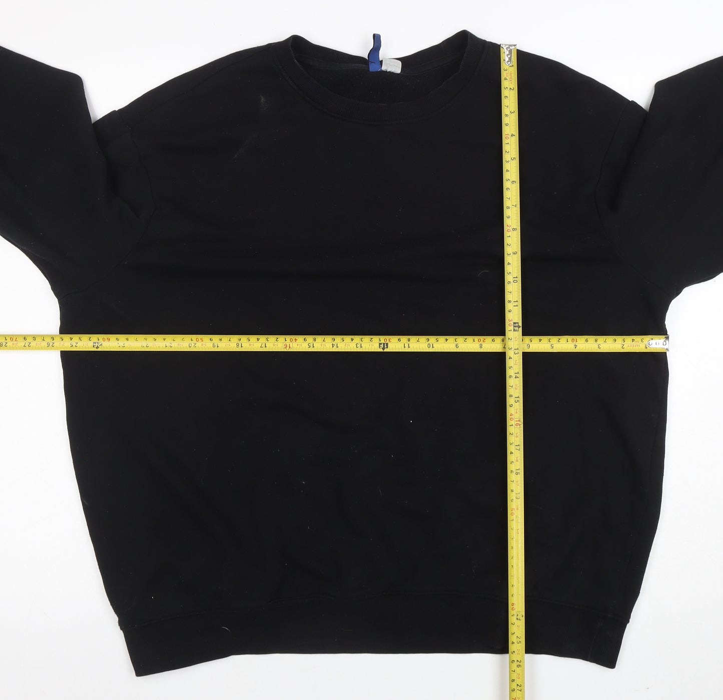 H&M Basic Women's Black XL Pullover Sweatshirt Cotton Blend Crew Neck
