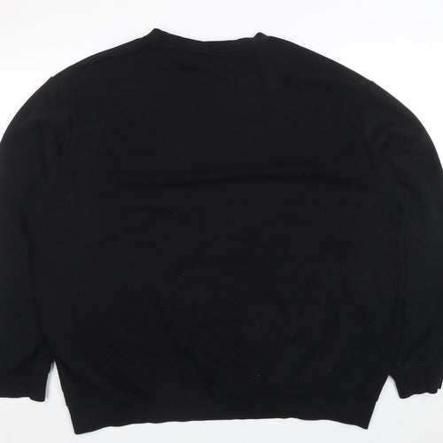 H&M Basic Women's Black XL Pullover Sweatshirt Cotton Blend Crew Neck