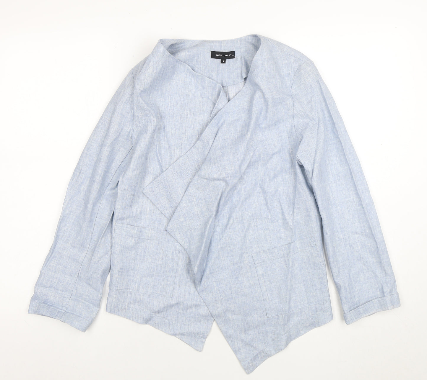 New Look Women's Blue Linen Blend Shawl Collar Blazer Size 8