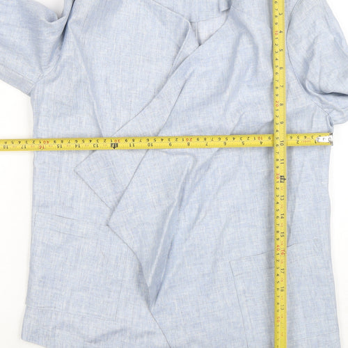 New Look Women's Blue Linen Blend Shawl Collar Blazer Size 8