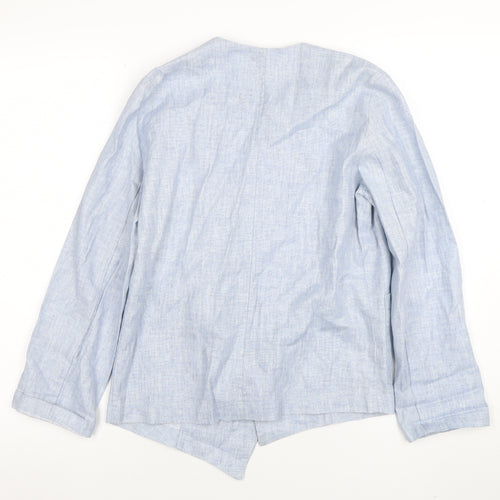 New Look Women's Blue Linen Blend Shawl Collar Blazer Size 8