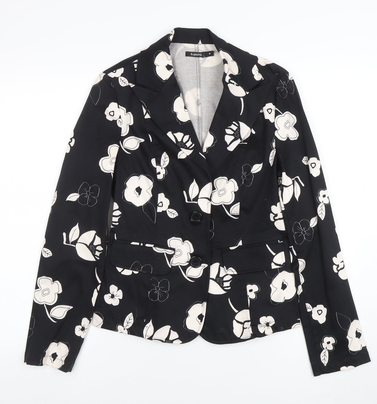 Bunoh.Q Women's Black Floral Single-Breasted Blazer Size M
