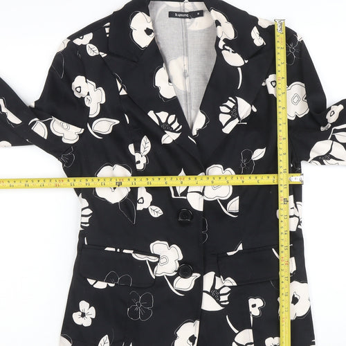 Bunoh.Q Women's Black Floral Single-Breasted Blazer Size M