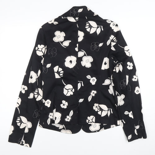 Bunoh.Q Women's Black Floral Single-Breasted Blazer Size M