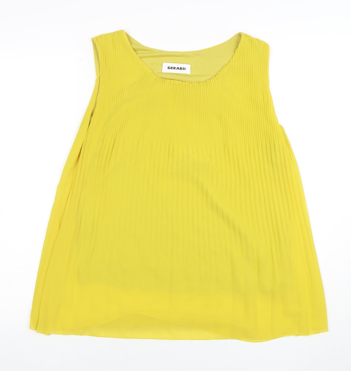 Gerard Womens Yellow Sleeveless Pleated Tunic Blouse Size S