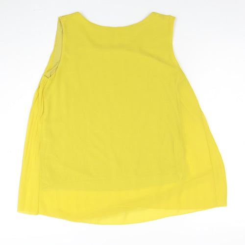 Gerard Womens Yellow Sleeveless Pleated Tunic Blouse Size S