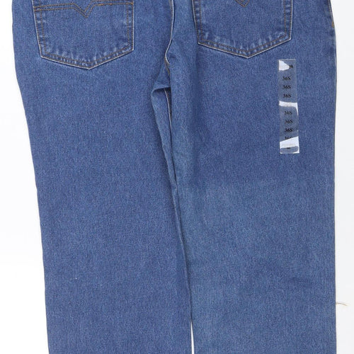 Arizona Blue Men's Blue 36S Straight Leg Denim Jeans Regular Fit