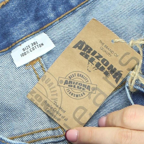 Arizona Blue Men's Blue 36S Straight Leg Denim Jeans Regular Fit