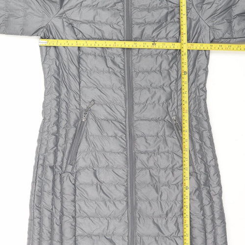 32 Degrees Women's Grey Long Lightweight Puffer Coat Hooded Size S
