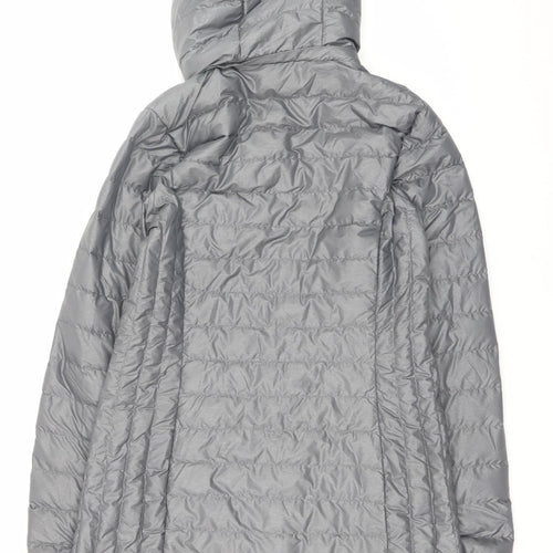 32 Degrees Women's Grey Long Lightweight Puffer Coat Hooded Size S