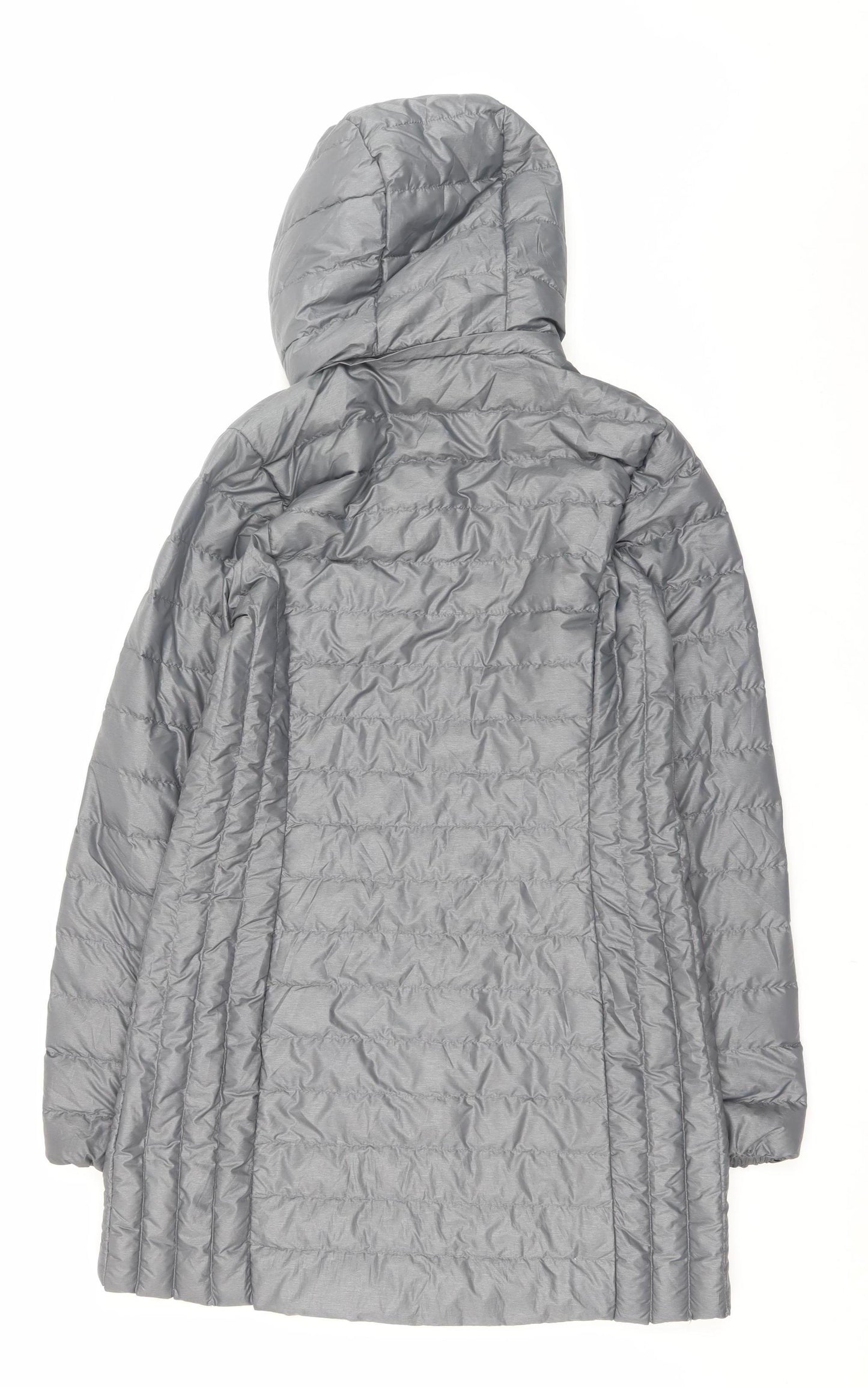 32 Degrees Women's Grey Long Lightweight Puffer Coat Hooded Size S