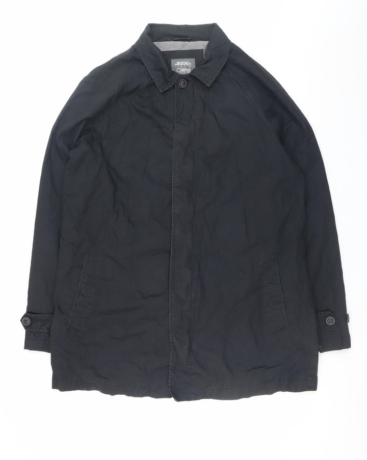 Burton Menswear London Men’s Black Rain Coat L Water Resistant Twill Jacket