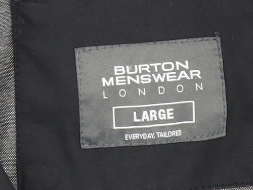 Burton Menswear London Men’s Black Rain Coat L Water Resistant Twill Jacket