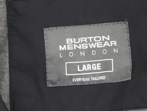 Burton Menswear London Men’s Black Rain Coat L Water Resistant Twill Jacket
