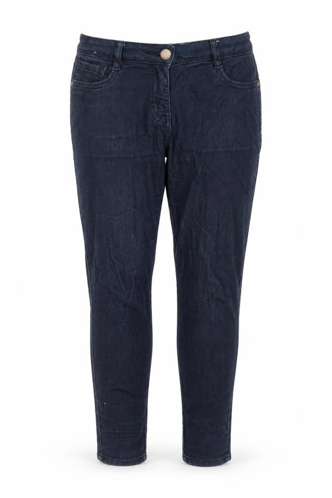 Front view of Next women’s blue jegging jeans, size UK 12r, slim fit stretch denim