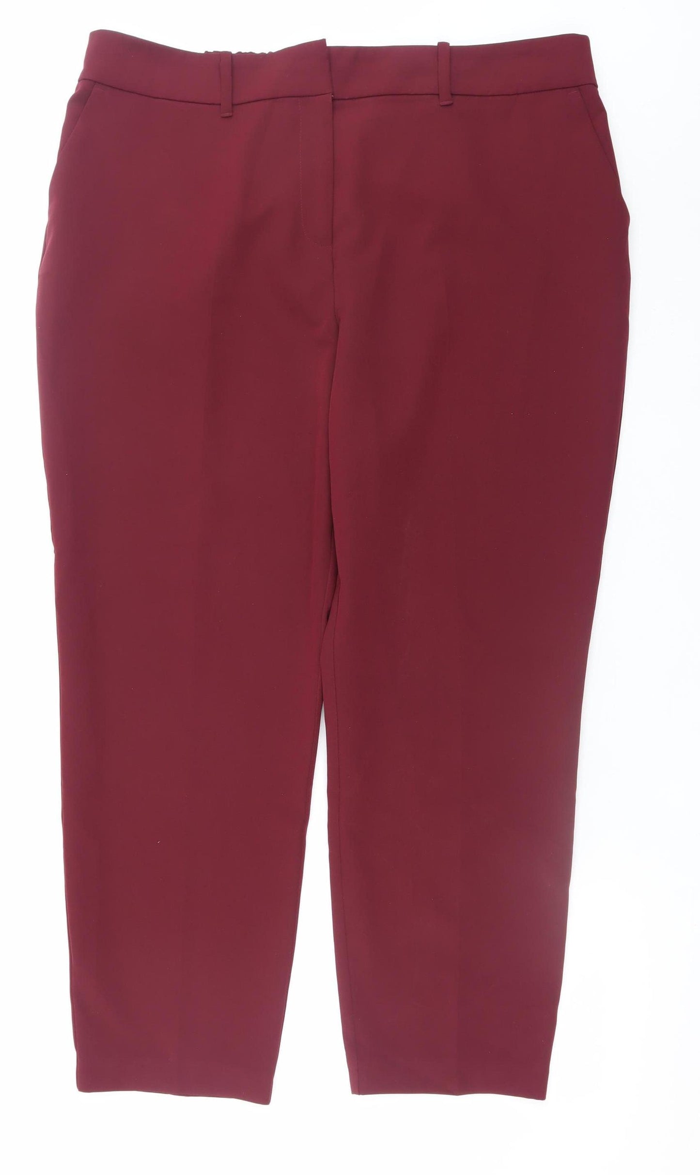 Dunnes Women’s Red Straight Leg Stretch Trousers Size 18