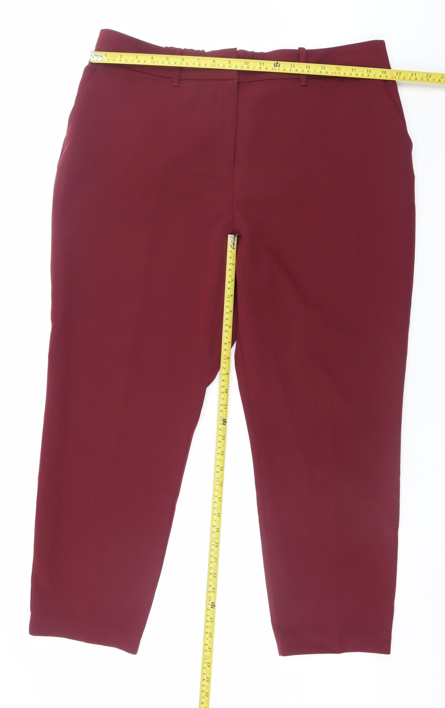 Dunnes Women’s Red Straight Leg Stretch Trousers Size 18