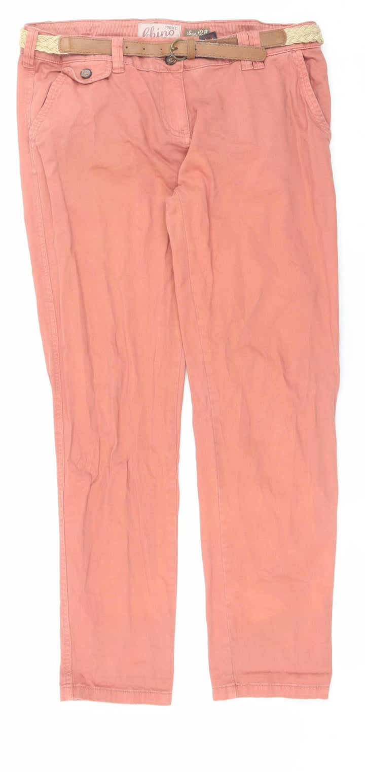 Next Men's Orange Cotton Chino Trousers Size 12 Regular Straight Fit
