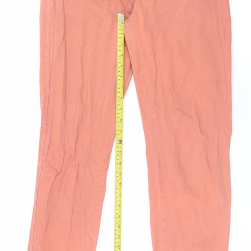 Next Men's Orange Cotton Chino Trousers Size 12 Regular Straight Fit
