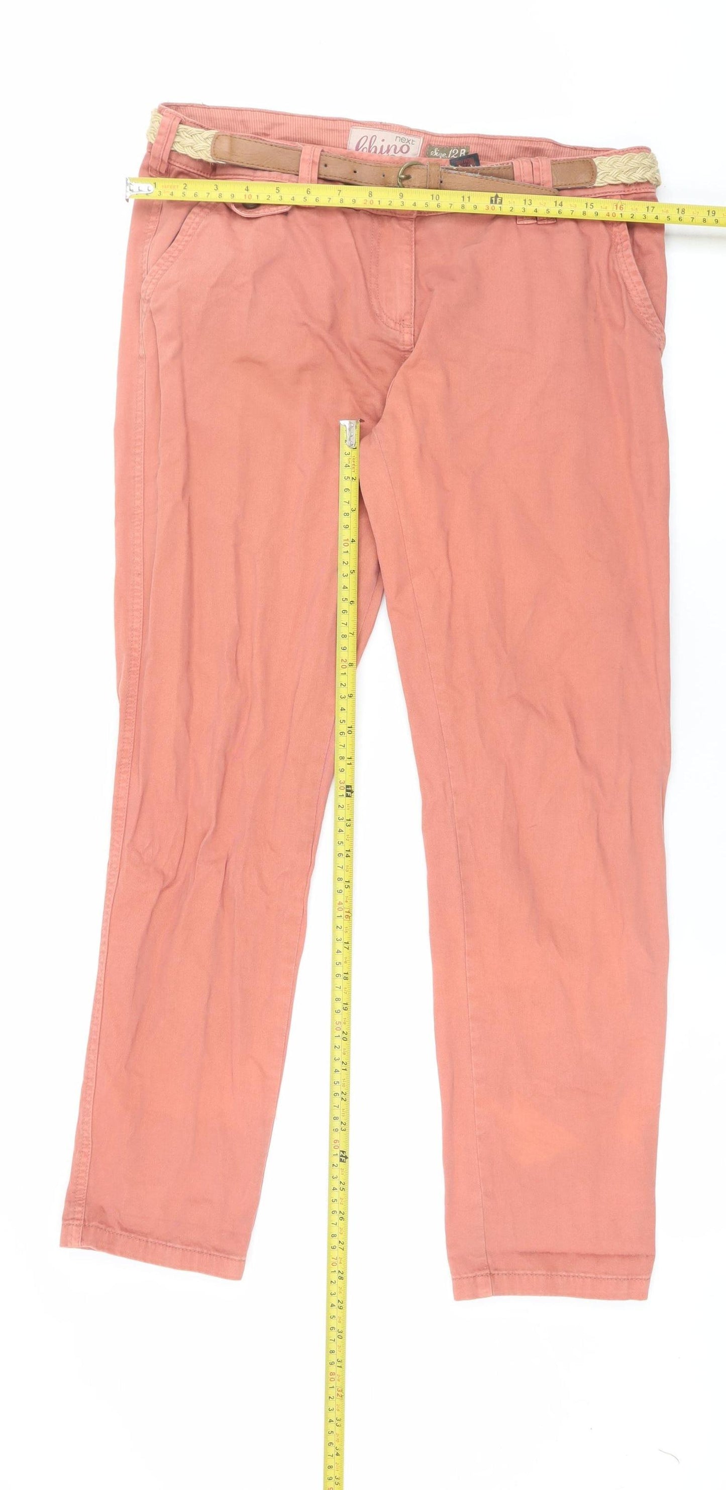 Next Men's Orange Cotton Chino Trousers Size 12 Regular Straight Fit