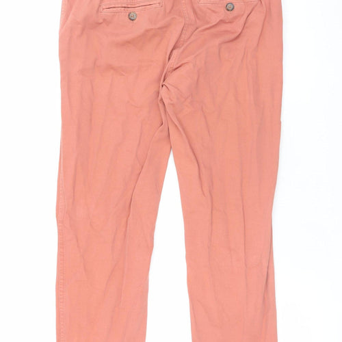Next Men's Orange Cotton Chino Trousers Size 12 Regular Straight Fit