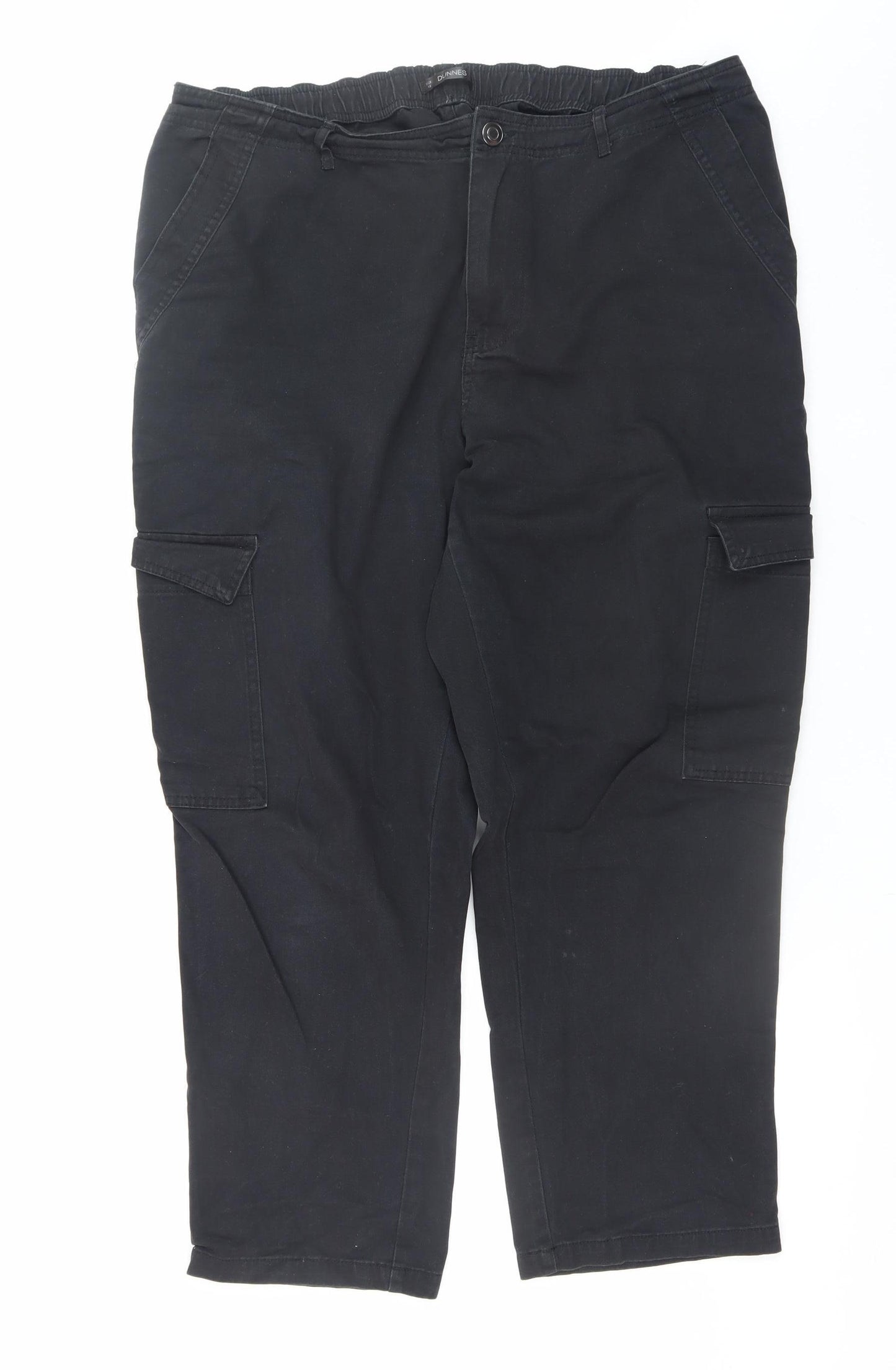 Dunnes Men Black Size 18 Cargo Trousers with Elastic Waist