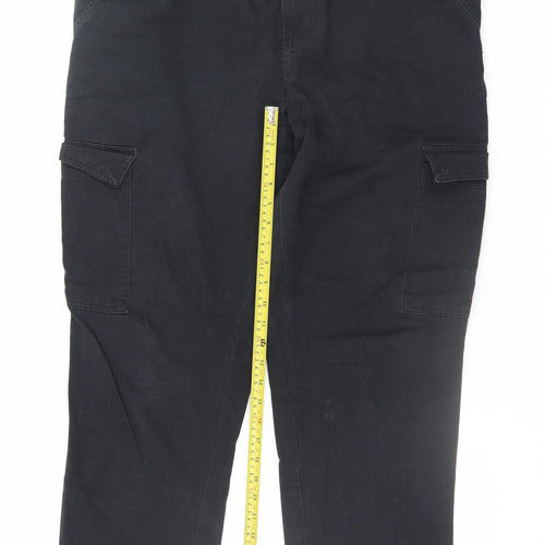Dunnes Men Black Size 18 Cargo Trousers with Elastic Waist