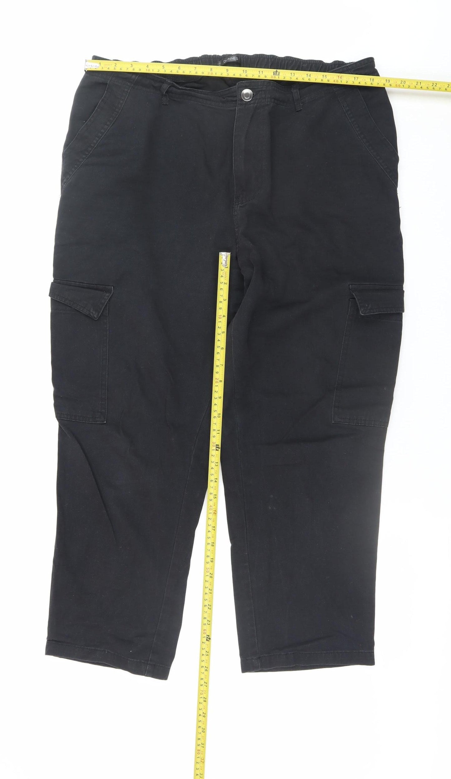 Dunnes Men Black Size 18 Cargo Trousers with Elastic Waist