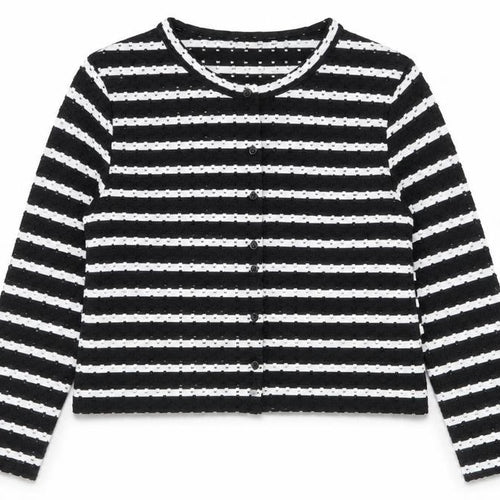 H&M Divided Women’s Black White Striped Knit Cardigan Size 14