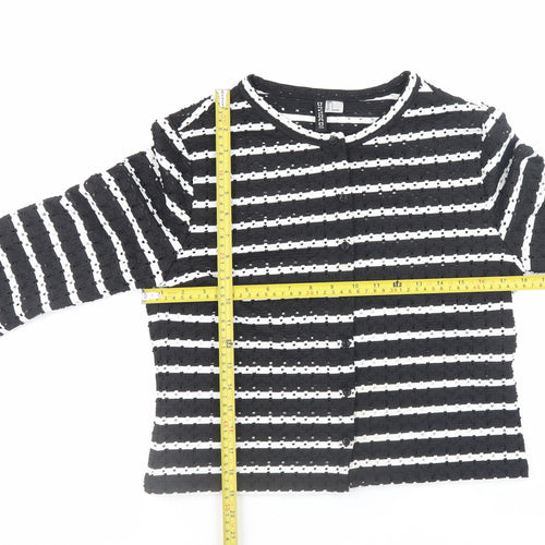 H&M Divided Women’s Black White Striped Knit Cardigan Size 14