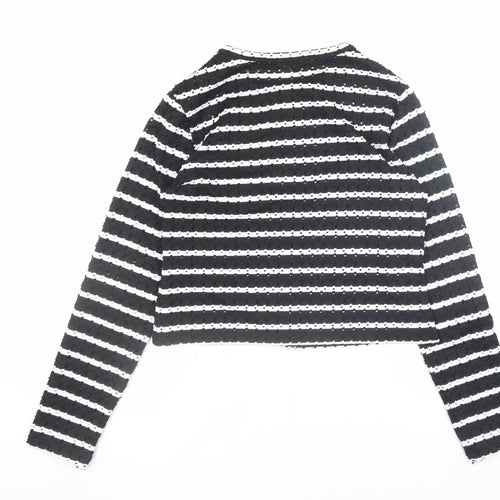 H&M Divided Women’s Black White Striped Knit Cardigan Size 14